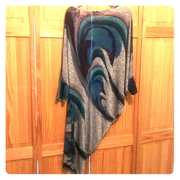 Off The Shoulder Metallic Grey-Green-Purple Dress - Picture 1 of 4